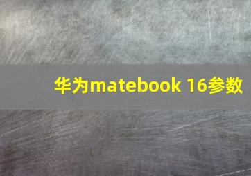 华为matebook 16参数